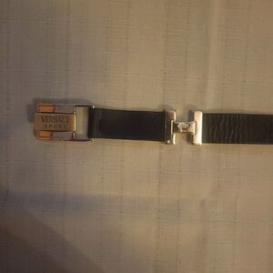 Vintage Versace Sport Belt Logo Medusa Made In Italy Black Leather